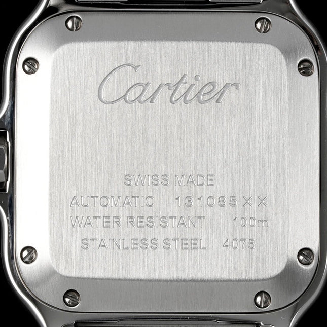 SANTOS MEDIUM MODEL DE CARTIER WATCH SILVER CASE WITH GREEN FOREST DIAL