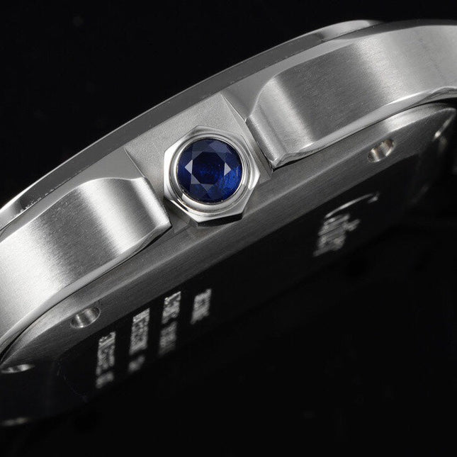 SANTOS MEDIUM MODEL DE CARTIER WATCH SILVER CASE WITH PEANUT BROWN DIAL