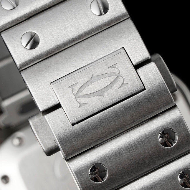 SANTOS MEDIUM MODEL DE CARTIER WATCH SILVER CASE WITH PEANUT BROWN DIAL