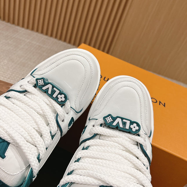 LV Trainer Maxi Sneaker White Mix Emerald Green Calfskin