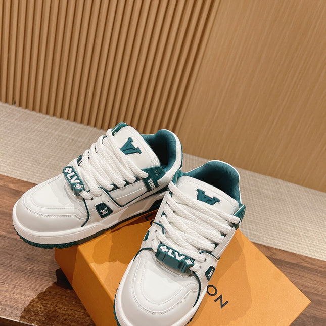 LV Trainer Maxi Sneaker White Mix Emerald Green Calfskin