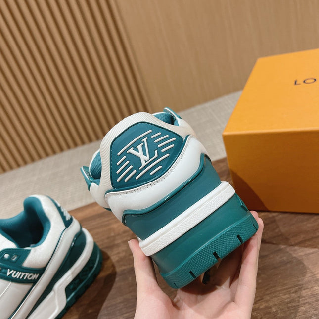 LV Trainer Maxi Sneaker White Mix Emerald Green Calfskin
