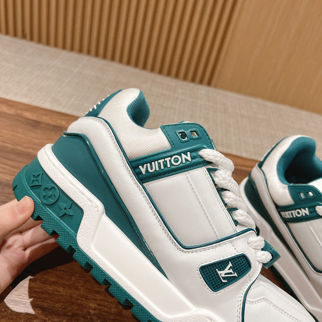 LV Trainer Maxi Sneaker White Mix Emerald Green Calfskin