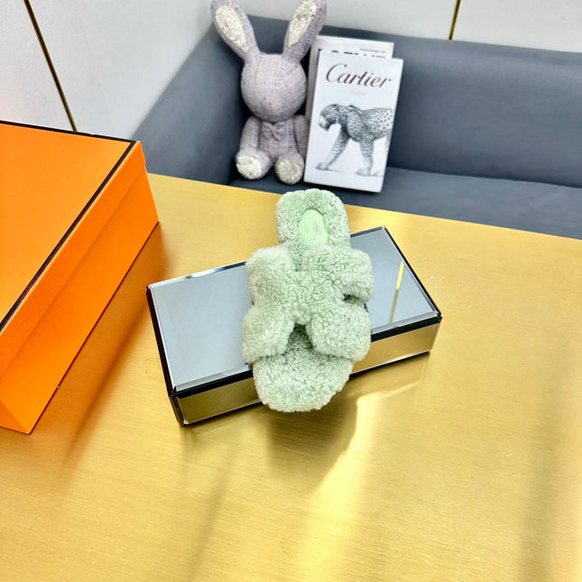 0RAN SHEARLING SANDALS PASTEL GREEN