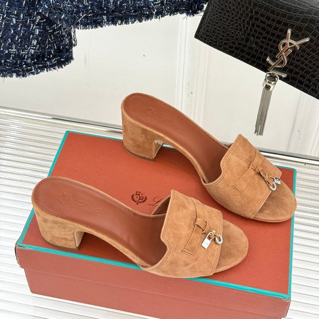 HIGH HEELS IN BROWN SUEDUE AND LAMBSKIN