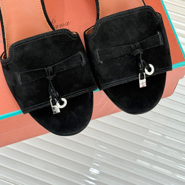 HIGH HEELS IN BLACK SUEDUE AND LAMBSKIN