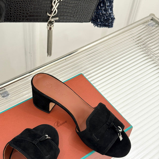 HIGH HEELS IN BLACK SUEDUE AND LAMBSKIN