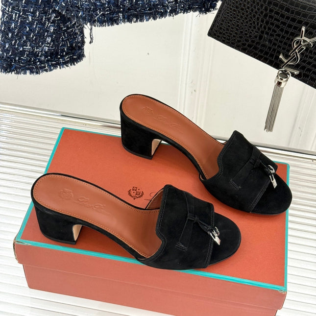 HIGH HEELS IN BLACK SUEDUE AND LAMBSKIN