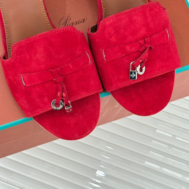 HIGH HEELS IN RED SUEDUE AND LAMBSKIN