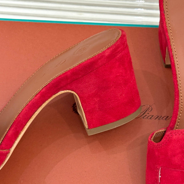 HIGH HEELS IN RED SUEDUE AND LAMBSKIN
