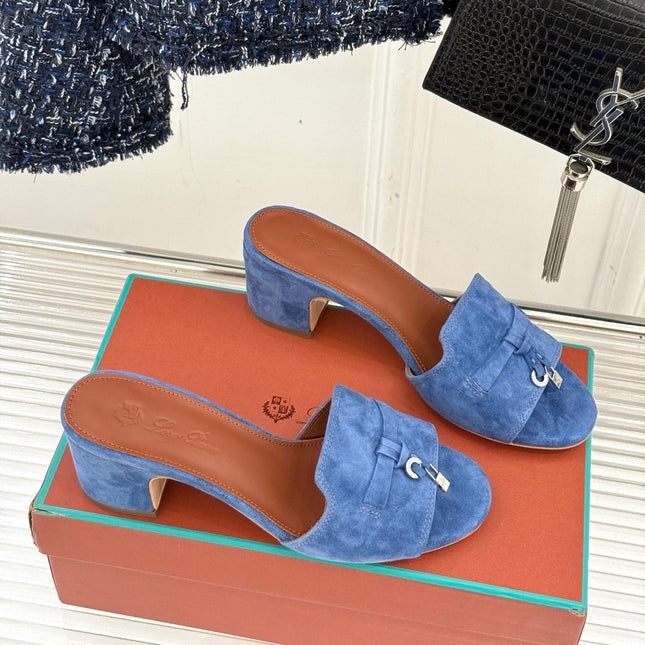 HIGH HEELS IN BLUE SUEDUE AND LAMBSKIN