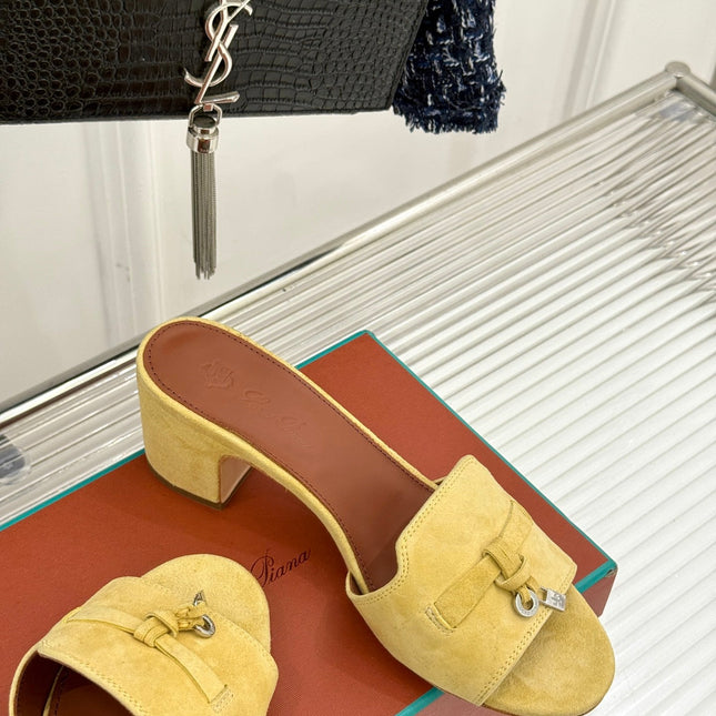 HIGH HEELS IN YELLOW SUEDUE AND LAMBSKIN