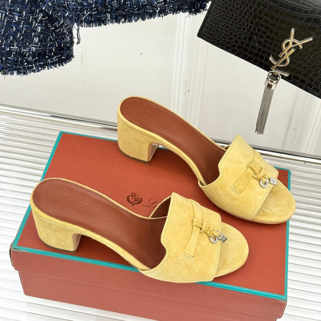 HIGH HEELS IN YELLOW SUEDUE AND LAMBSKIN