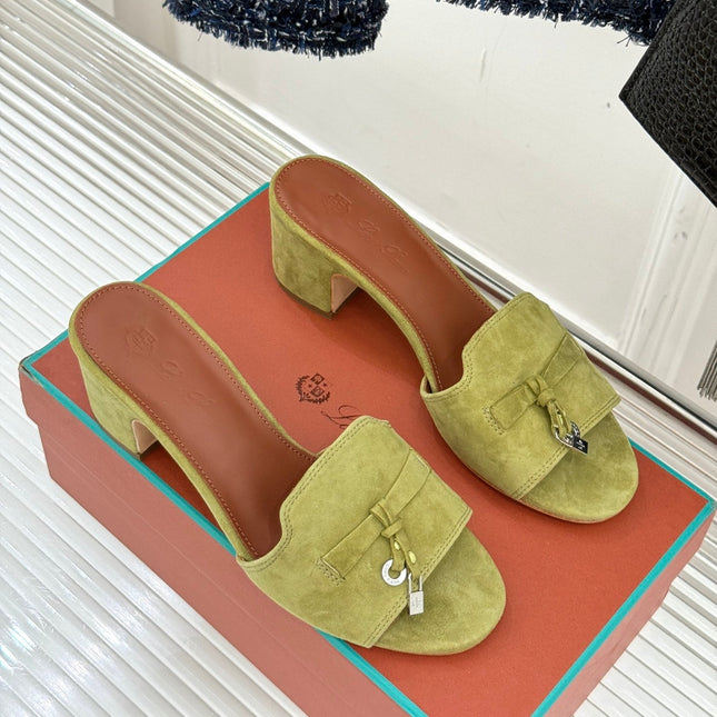 HIGH HEELS IN MOSS YELLOW SUEDUE AND LAMBSKIN