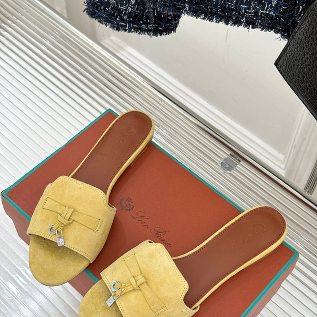 FLAT SANDALS IN YELLOW SUEDUE AND LAMBSKIN