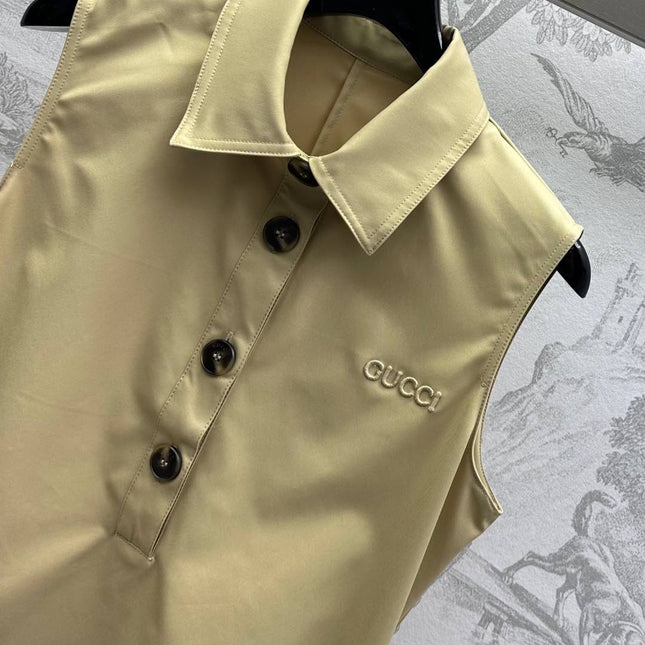 Gucci 25 Polo Shift Dress Cookies And Cream Polyester 231769