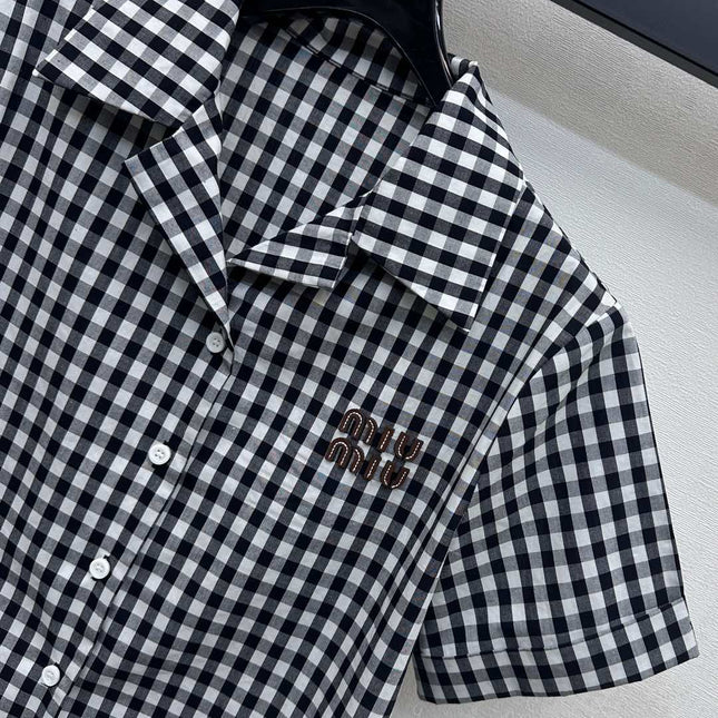 MIU 25S SHORT SLEEVE PLAID SHIRT 264708