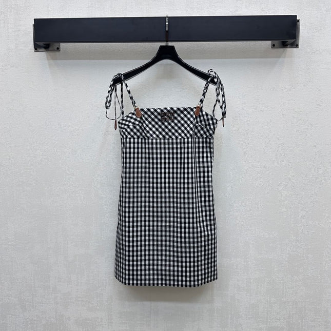 MIU 25S PLAID PINAFORE DRESS 264712