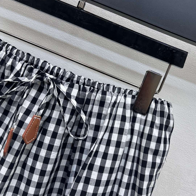 MIU 25S PLAID MINI SKIRT WITH DRAWSTRING 264707