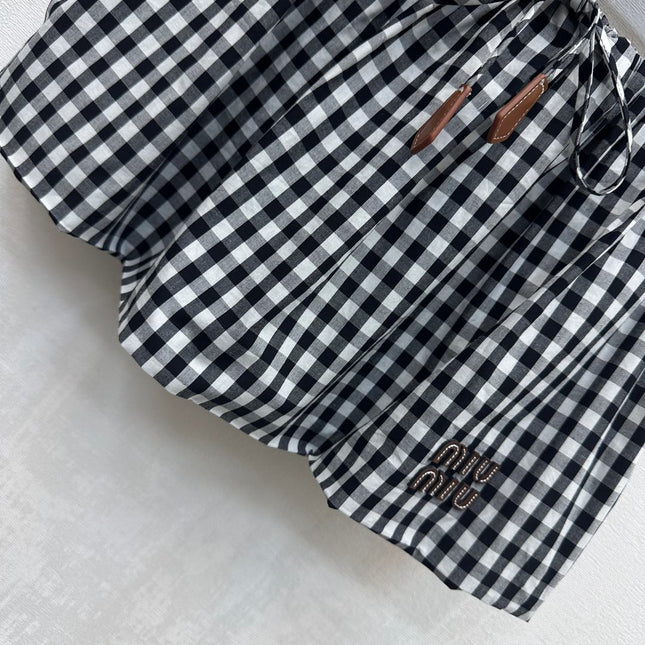 MIU 25S PLAID MINI SKIRT WITH DRAWSTRING 264707
