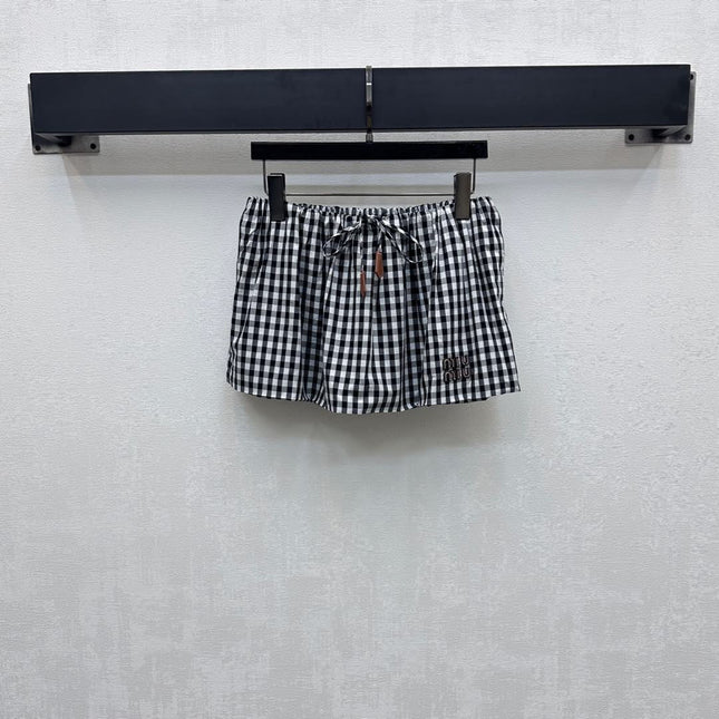 MIU 25S PLAID MINI SKIRT WITH DRAWSTRING 264707