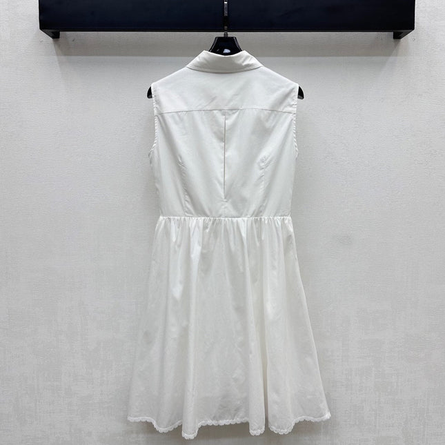 MIU 25S PLEATED VEST DRESS WITH LAPEL COLLAR 264505