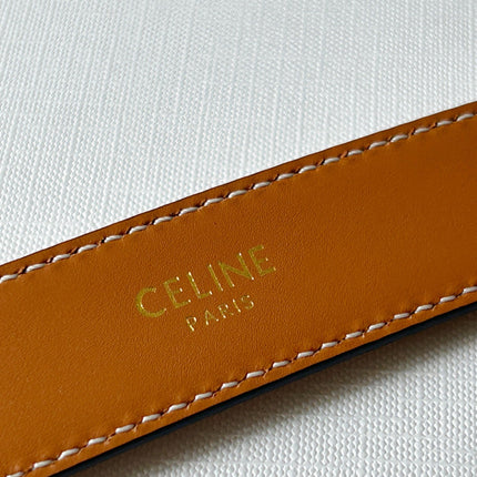 TRIOMPHE BELT 24MM IN BROWN CALFSKIN WITH LEATHER BUCKLE