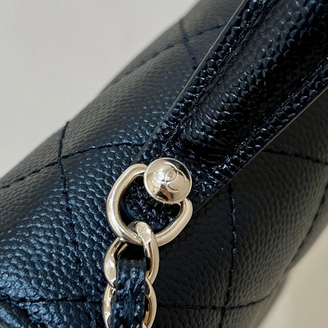 TOP HANDLE FLAP BACKPACK 18 IN BLACK CALFSKIN