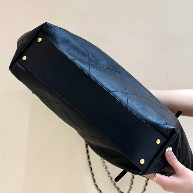 LARGE MAXI SHOPPING BAG 59 IN BLACK CALFSKIN GOLD-TONE METAL