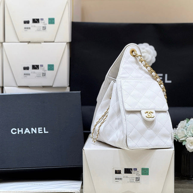 CC 25 HANDBAG IN WHITE 30 GRAINED CALFSKIN GOLD HARDWARE