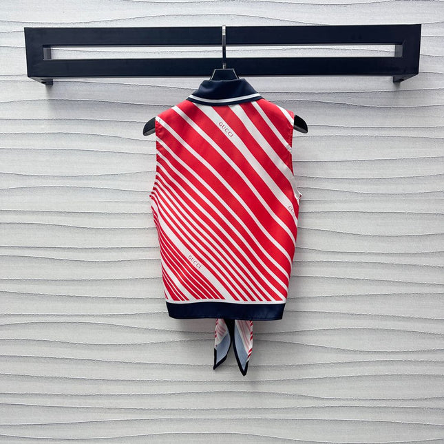 GUCCI SLEEVELESS SHIRT WITH TIED HEM IN RED