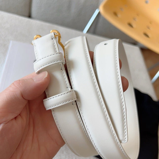 BELT 25MM TRIOMPHE LOGO CUT-OUT IN WHITE SMOOTH CALFSKIN WITH GOLD BUCKLE