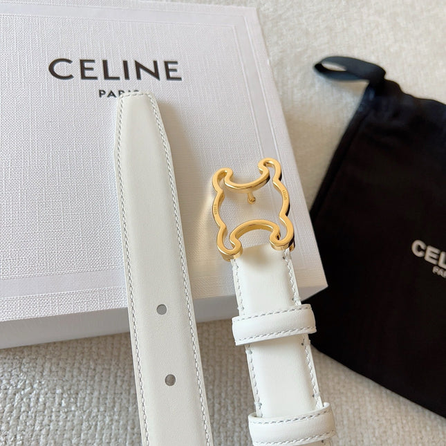 BELT 25MM TRIOMPHE LOGO CUT-OUT IN WHITE SMOOTH CALFSKIN WITH GOLD BUCKLE