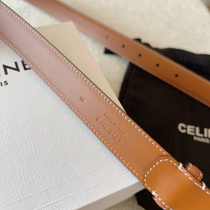 BELT 25MM TRIOMPHE LOGO CUT-OUT IN BROWN SMOOTH CALFSKIN WITH GOLD BUCKLE