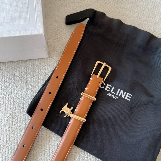CL BELT 18MM IN BROWN TAURILLON CALFSKIN GOLD BUCKLE