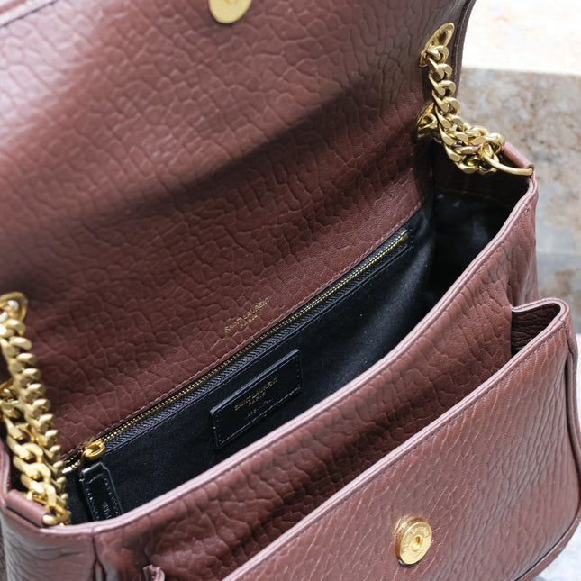 NIKI MEDIUM 28 IN CHESTNUT BROWN ELEPHANT PATTERN LAMBSKIN GOLD HARDWARE