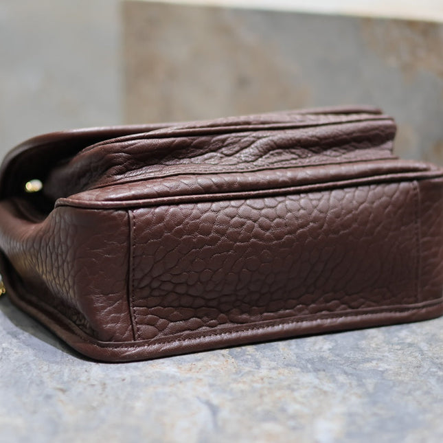 JAMIE POCHON 38 IN ARMY GREEN LAMBSKIN GOLD HARDWARE