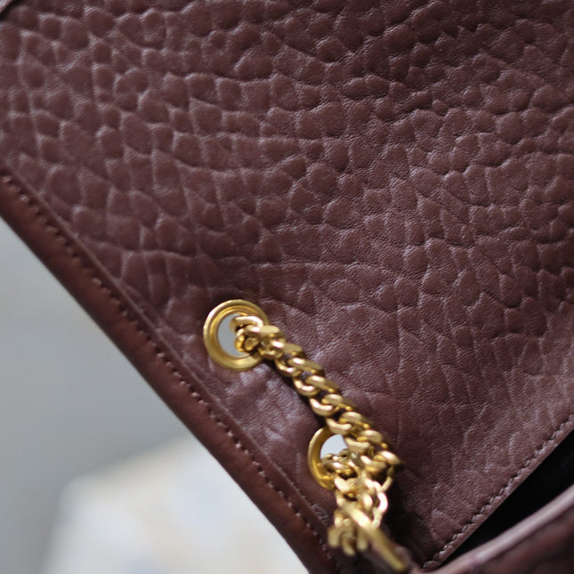 JAMIE POCHON 38 IN ARMY GREEN LAMBSKIN GOLD HARDWARE
