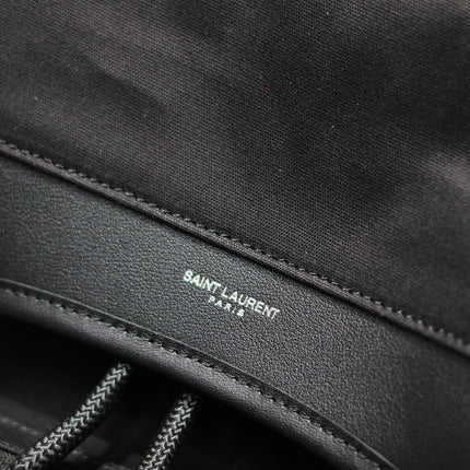 CITY MULTI-POCKET BACKPACK 42 IN BLACK NYLON AND SMOOTH CALFSKIN
