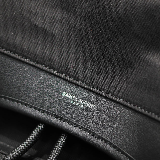 CITY MULTI-POCKET BACKPACK 42 IN BLACK NYLON AND SMOOTH CALFSKIN