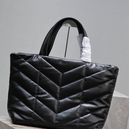 PUFFER LARGE TOTE BAG 57 IN BLACK NAPA LAMBSKIN