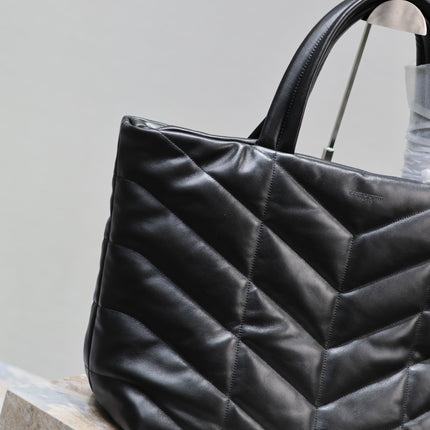 PUFFER LARGE TOTE BAG 57 IN BLACK NAPA LAMBSKIN