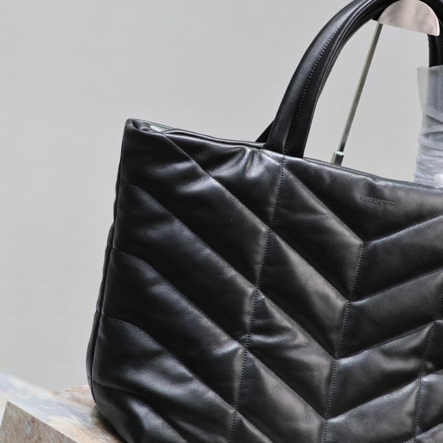 PUFFER LARGE TOTE BAG 57 IN BLACK NAPA LAMBSKIN