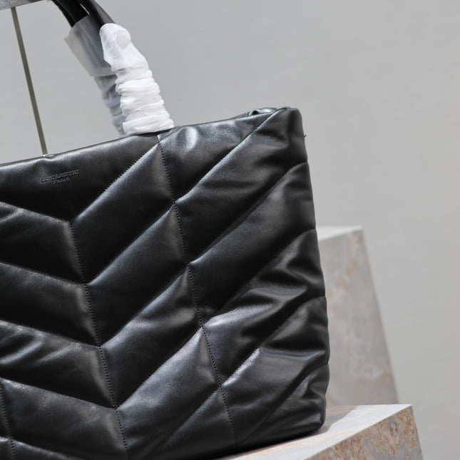 PUFFER LARGE TOTE BAG 57 IN BLACK NAPA LAMBSKIN
