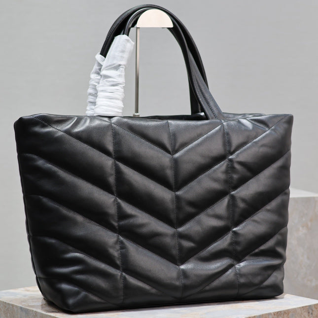 PUFFER LARGE TOTE BAG 57 IN BLACK NAPA LAMBSKIN
