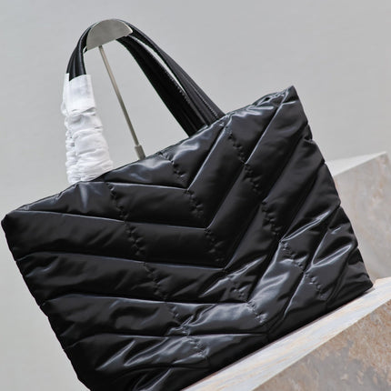 PUFFER LARGE TOTE BAG 57 IN BLACK SILK