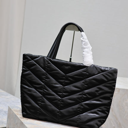 PUFFER LARGE TOTE BAG 57 IN BLACK SILK