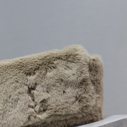 KATE SMALL BAG 22 IN ECRU BEIGE RABBIT FUR GOLD CHAIN