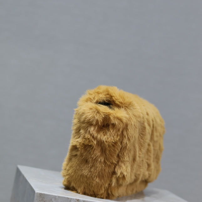 KATE SMALL BAG 22 IN PEANUT BROWN RABBIT FUR GOLD CHAIN