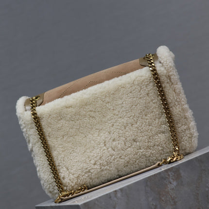 NIKI MEDIUM 28 IN CAMEL SUEDE AND WHITE SHEARLING